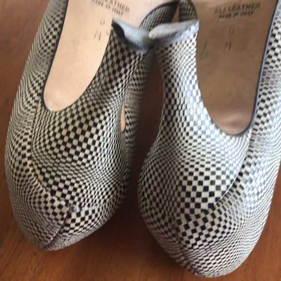 Rare Vintage Charles Jourdan Leather Pumps Black & Ivory Pattern Sz‎ 6 - EUC - Picture 10 of 14